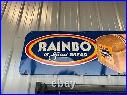 Vintage Original Clean Rainbo Bread Metal Advertising Sign GAS OIL SODA COLA