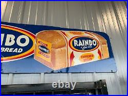 Vintage Original Clean Rainbo Bread Metal Advertising Sign GAS OIL SODA COLA