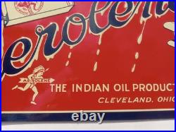 Vintage Original Desperate Sign Co Aeroline Oil The Indian Oil Products Cleve Oh