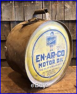 Vintage Original EN-AR-CO Motor Oil National Refining Co. 5 Gallon Rocker Can