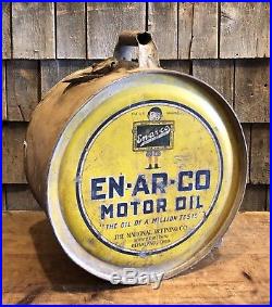 Vintage Original EN-AR-CO Motor Oil National Refining Co. 5 Gallon Rocker Can