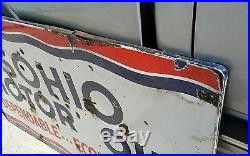 Vintage Original Extra Large 60x35 SOHIO Porcelain Motor Oil Sign Advertising