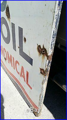 Vintage Original Extra Large 60x35 SOHIO Porcelain Motor Oil Sign Advertising