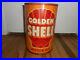 Vintage Original GOLDEN SHELL Motor Oil 5 Quart Tin Can Gas Station Advertising