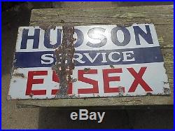Vintage Original HUDSON ESSEX 2-SIDED DSP PORCELAIN ADVERTISING GAS OIL SIGN