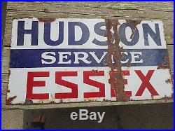Vintage Original HUDSON ESSEX 2-SIDED DSP PORCELAIN ADVERTISING GAS OIL SIGN