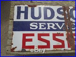 Vintage Original HUDSON ESSEX 2-SIDED DSP PORCELAIN ADVERTISING GAS OIL SIGN