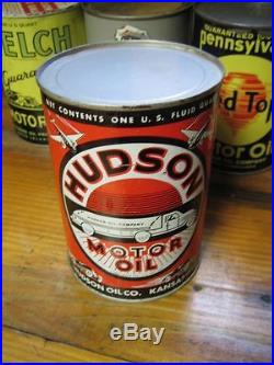 Vintage Original Hudson Graphic Motor Oil Can Metal Quart Kansas City 1qt Auto