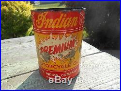 Vintage Original INDIAN MOTORCYCLE Tin 1 Quart Advertising Oil Can PREMIUM RARE