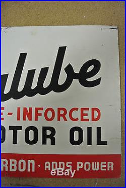 Vintage Original Lion Gasoline Naturalube Motor Oil Flange Sign Not Porcelain NR