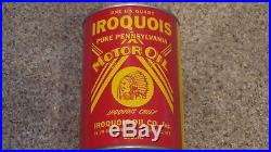 Vintage Original MINT IROQUOIS Motor Oil 1 Quart Indian Can FULL NOS NICE ONE