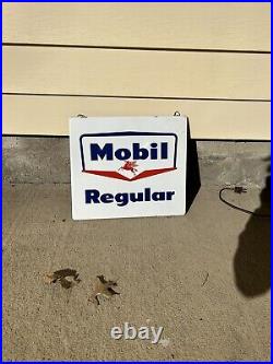 Vintage Original Mobil Oil Co. MOBIL Regular Gas Porcelain Gas Pump Plate Sign