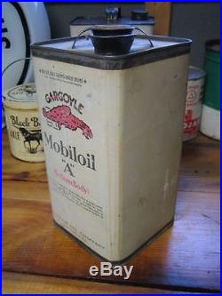 Vintage Original Mobiloil Gargoyle Square 1-Gallon Oil Can Early Good Condition