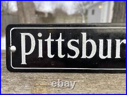 Vintage Original Pittsburgh Outdoor Advertising Co Porcelain Sign Gas Oil Soda