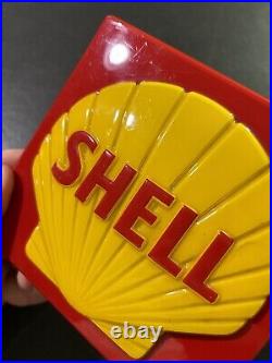 Vintage Original Plastic Shell Oil Clamshell Vacuum Form Gas Pump Plate Sign