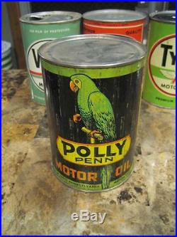 Vintage Original Polly Penn Motor Oil Can Quart Graphic Metal