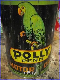Vintage Original Polly Penn Motor Oil Can Quart Graphic Metal