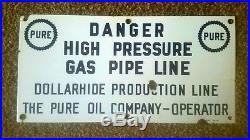 Vintage Original Pure Oil Company Oil Well Lease Porcelain Sign