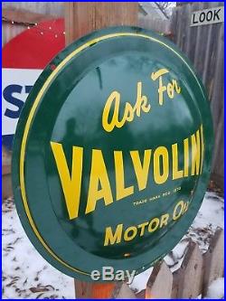 Vintage Original Rare NOS Valvoline Motor Oil Button Sign Dated 5-57