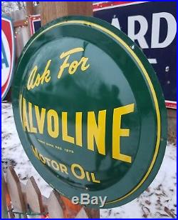 Vintage Original Rare NOS Valvoline Motor Oil Button Sign Dated 5-57