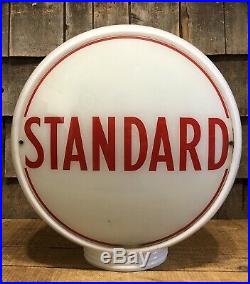 Vintage Original STANDARD Oil Milk Glass Wide Body Gas Station Pump Globe Sign