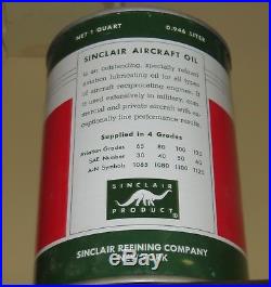 Vintage Original Sinclair Aircraft Motor Oil Quart Can Gas Station Aviation WOW