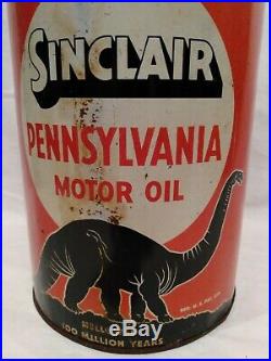 Vintage Original Sinclair Pennsylvania 5 Qt Quart Oil Can Black Dino Gas Sign
