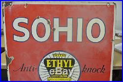 Vintage Original Standard Oil SOHIO Gasoline Porcelain Sign No Reserve