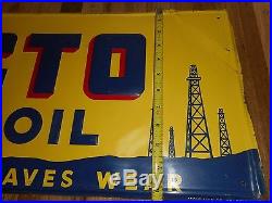Vintage Original TRACTO MOTOR OIL Advertising Gas Station Tin SIGN GRAPHICS