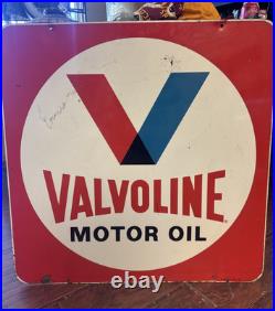 Vintage Original Valvoline Motor Oil Metal Sign 30x30 2-Sided Gas Station Curb