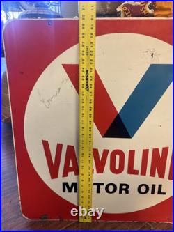 Vintage Original Valvoline Motor Oil Metal Sign 30x30 2-Sided Gas Station Curb