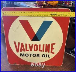 Vintage Original Valvoline Motor Oil Metal Sign 30x30 2-Sided Gas Station Curb