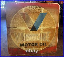 Vintage Original Valvoline Motor Oil Metal Sign 30x30 2-Sided Gas Station Curb