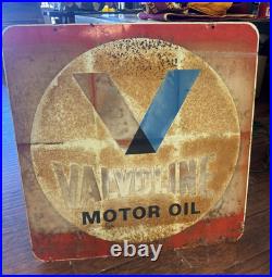 Vintage Original Valvoline Motor Oil Metal Sign 30x30 2-Sided Gas Station Curb