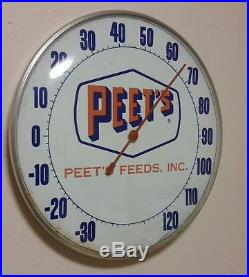 Vintage PEET'S FEEDS advertising thermometer antique sign soda oil gas station