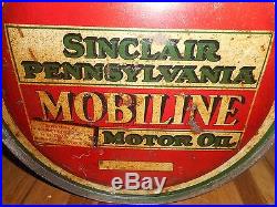 Vintage PENNSYLVANIA MOBILINE SINCLAIR MOTOR OIL Advertising ROCKER CAN ORIGINAL