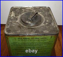 Vintage POLARINE Transmission Lubricant Grease Oil Advertising Square Metal Can