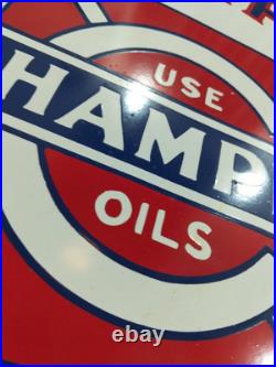 Vintage PORCELAIN CHAMPLIN MOTOR OIL Gas Station Advertising SIGN Not Porcelain Vintage PORCELAIN CHAMPLIN MOTOR OIL Gas Station Advertising SIGN Not Porcelain