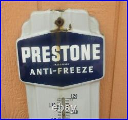 Vintage PRESTONE ANTI-FREEZE Thermometer Porcelain Gas Oil Sign Advertising