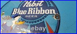 Vintage Pabst Beer Porcelain Blue Ribbon Brewery Service Gas Pump Plate Sign