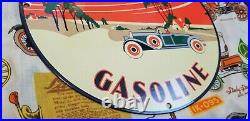 Vintage Pacific Highway Porcelain Gasoline Service Station Old Car Auto Sign