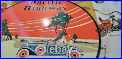 Vintage Pacific Highway Porcelain Gasoline Service Station Old Car Auto Sign