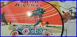 Vintage Pacific Highway Porcelain Gasoline Service Station Old Car Auto Sign