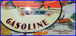 Vintage Pacific Highway Porcelain Gasoline Service Station Old Car Auto Sign