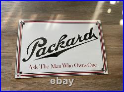 Vintage Packard ask The Man That Owns One Service Porcelain Sign Gas Oil