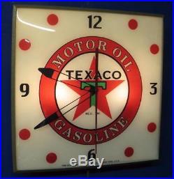 Vintage Pam Lighted Advertising TEXACO GASOLINE MOTOR OIL Clock