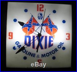 Vintage Pam Lighted Clock Advertising DIXIE GASOLINE & MOTOR OILS