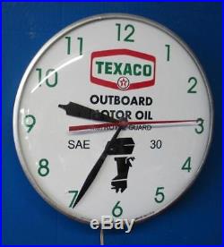 Vintage Pam Lighted TEXACO OUTBOARD MOTOR OIL Advertising Clock