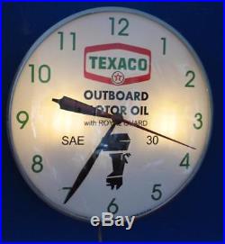 Vintage Pam Lighted TEXACO OUTBOARD MOTOR OIL Advertising Clock