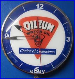 Vintage Pam OILZUM MOTOR OILS Lighted Advertising Clock